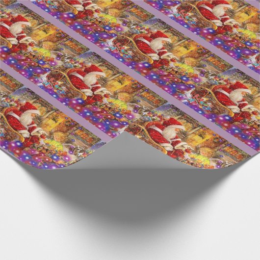 Kerstman met licht cadeaupapier (Hoek)