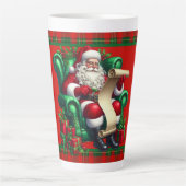 Kerstman met lijst latte mok (Voorkant)