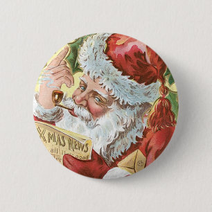  kerstman met lijst ronde button 5,7 cm
