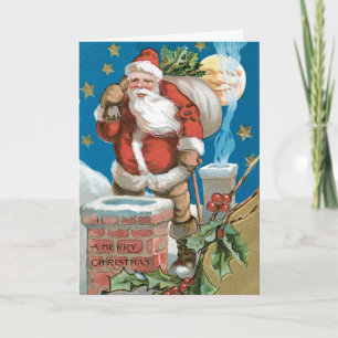 Kerstman met maan Feestdagen Kaart