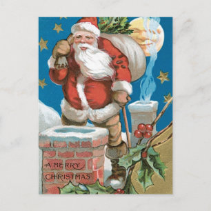 Kerstman met maan Feestdagenkaart