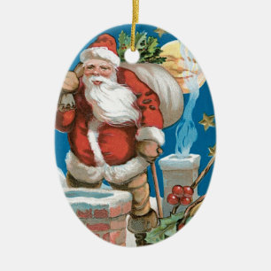  Kerstman met maan Keramisch Ornament