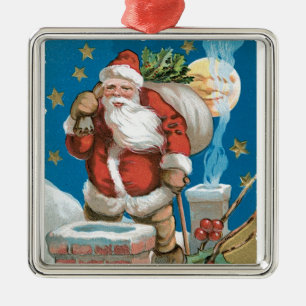Kerstman met maan Metalen Ornament
