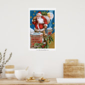  Kerstman met maan Poster (Keuken)