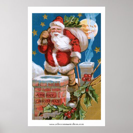  Kerstman met maan Poster (Voorkant)