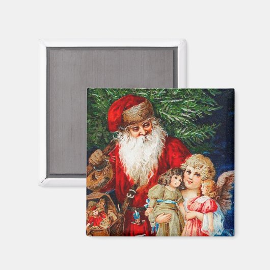 Kerstman met magneet met kerstangel (Voorkant / Achterkant)