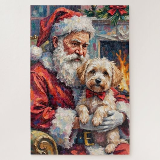 Kerstman met Maltezer Kerstkunst Legpuzzel (Verticaal)