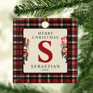 Kerstman met monogram Notenkraker Foto Kerstboom Keramisch Ornament