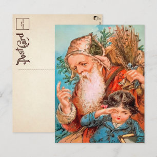 Kerstman met Naughty Child Kerstmis Briefkaart