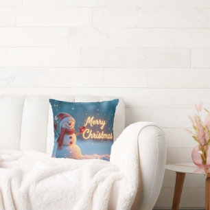 Kerstman met neonbord kussen