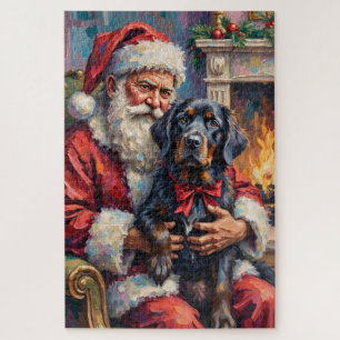 Kerstman met Newfoundland Kerst Kunst Legpuzzel