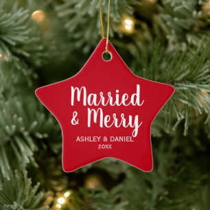 Kerstman met Pas getrouwd Keramisch Ornament