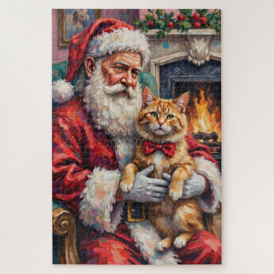 Kerstman met Perzische kat Kerstkunst Legpuzzel