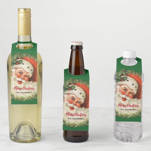 kerstman met pijnlijke kerstmis flessenhanger (In situ)