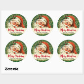  kerstman met pijnlijke kerstmis ronde sticker (Vel)