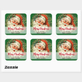 kerstman met pijnlijke kerstmis vierkante sticker (Vel)