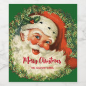  kerstman met pijnlijke kerstmis wijn etiket (Enkel label)