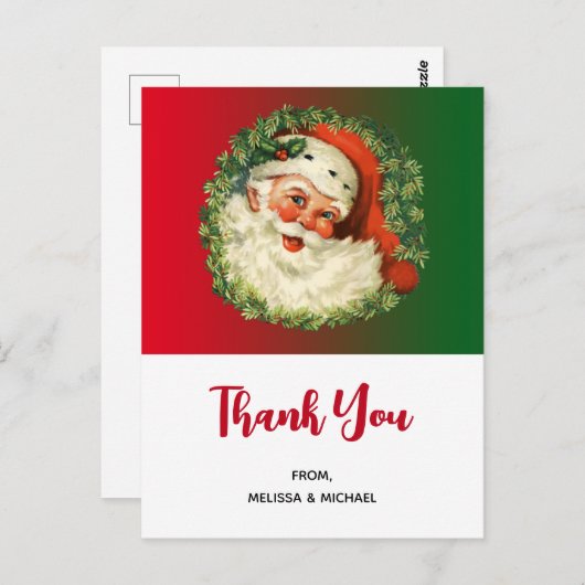 kerstman met Pine Wreate Hartelijk dank Briefkaart (Voorkant / Achterkant)