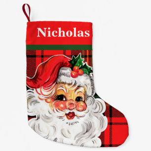 Kerstman met Plaid Achtergrond Kleine Kerstsok