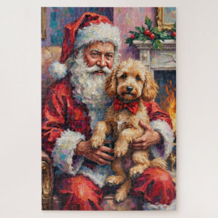 Kerstman met Poodle Kerst Kunst Legpuzzel