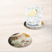 kerstman met prettige kerst ronde kartonnen onderzetter (Insitu)