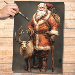 Kerstman met rendier 2 Decoupage papier