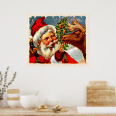 Kerstman met rendier poster (Keuken)