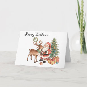 Kerstman met rendieren fantasierijke wenskaart kaart