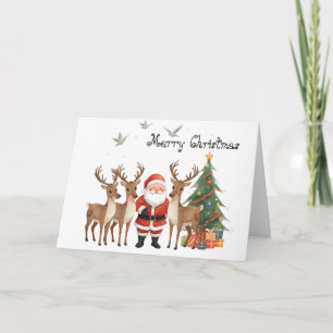 Kerstman met rendieren fantasierijke wenskaart kaart