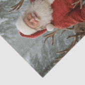 Kerstman met rendieren in besneeuwd hout Kerstmis Tissuepapier (Detail)