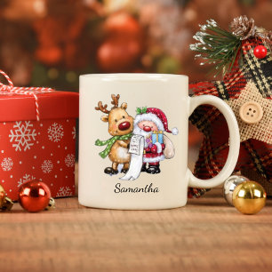 Kerstman met rendieren kerst  mok