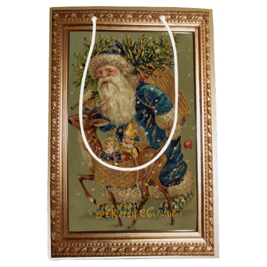 kerstman met rendierster medium cadeauzakje (Voorkant)