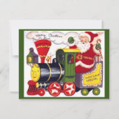 Kerstman met Retro-kersttrein Feestdagenkaart (Voorkant)
