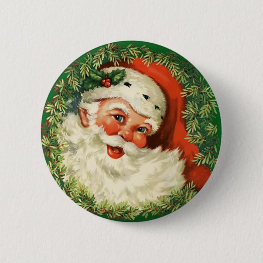 kerstman met ringzegen ronde button 5,7 cm (Voorkant)