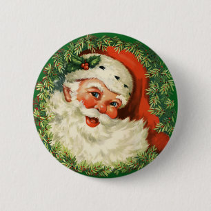 kerstman met ringzegen ronde button 5,7 cm