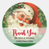  kerstman met ringzegen ronde sticker (Voorkant)