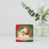  kerstman met ringzegen vierkante visitekaartje (Staand voorkant)