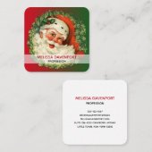  kerstman met ringzegen vierkante visitekaartje (Voorkant / Achterkant)