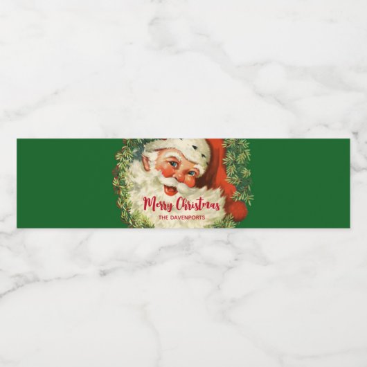  kerstman met ringzegen waterfles etiket (Enkel label)