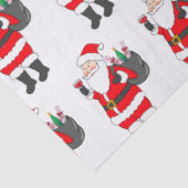 Kerstman met rode wijn glas & wijn zak kerst tissuepapier (Detail)