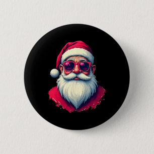 Kerstman Met Rode Zonnebril In Een Clic Vakantiest Ronde Button 5,7 Cm