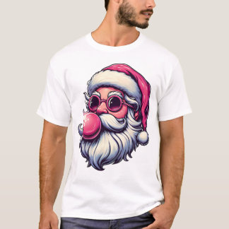 Kerstman met roze bubbelzonnebril Funny Christmas T-shirt