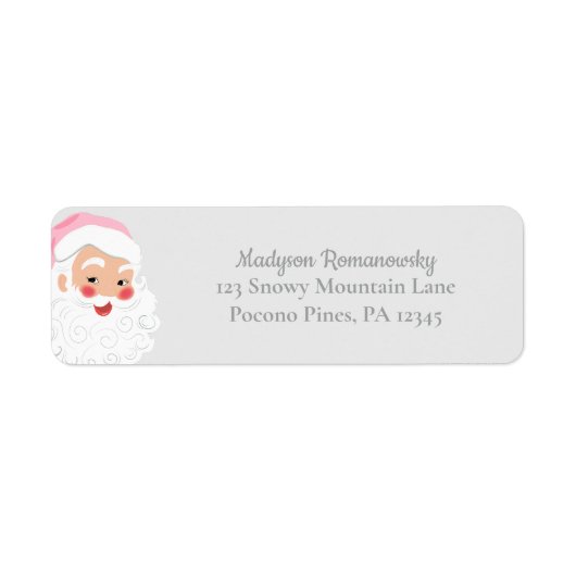 Kerstman met roze Pet met kerstmis Etiket (Voorkant)
