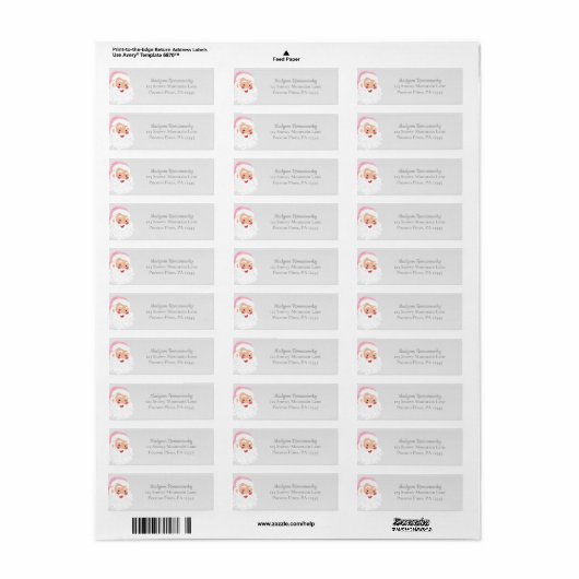 Kerstman met roze Pet met kerstmis Etiket (Full Sheet)
