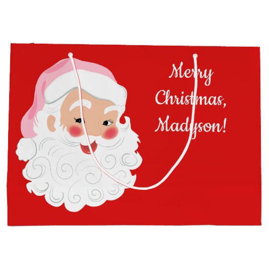 Kerstman met roze Pet met kerstmis Groot Cadeauzakje (Achterkant)