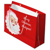 Kerstman met roze Pet met kerstmis Groot Cadeauzakje (Voorkant Gekanteld)