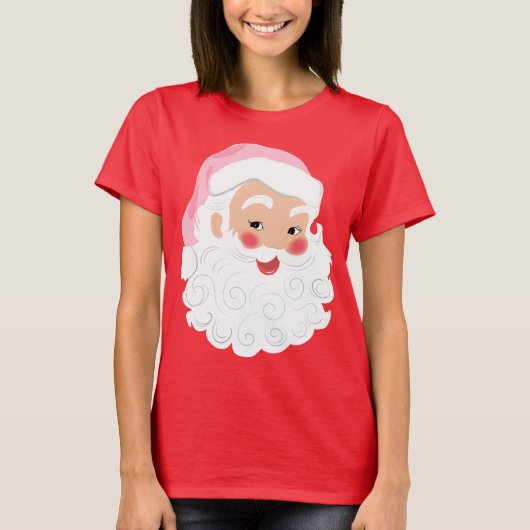 Kerstman met roze Pet met kerstmis T-shirt (Voorkant)
