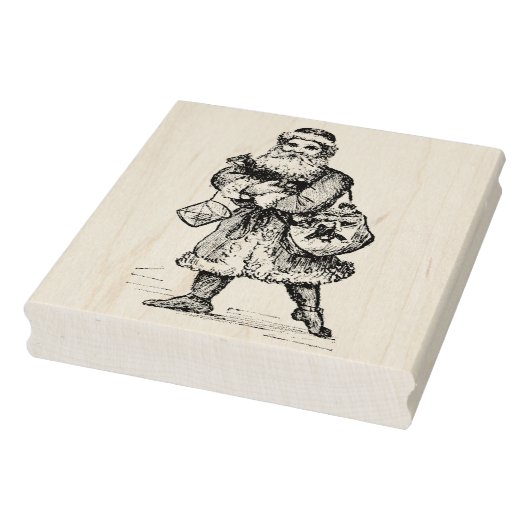 kerstman met rugzak van Cadeaus Rubberstempel (Stempel)