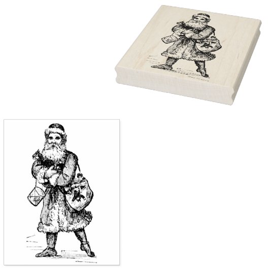  kerstman met rugzak van Cadeaus Rubberstempel (Gestempeld)