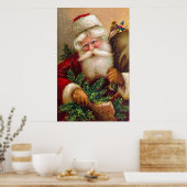  kerstman met rugzak vol speelgoed poster (Keuken)